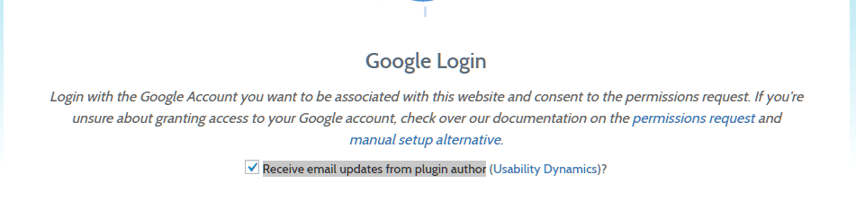 「Receive email updates from plugin author」のチェックを確認